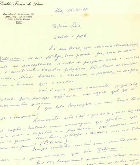 Carta de Geraldo França de Lima 