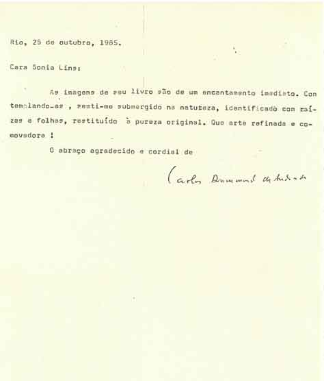 Carta de Carlos Drummond de Andrade 